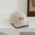 Detail of cute bear labeled baseball cap for kids with puppy embroidery and piping edge - 50-52cm (2-4 Years) / Letter PUPPY - Off White