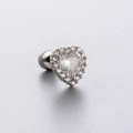 Elegant silver heart-shaped stud earring with a central cubic zirconia and halo accents - Large Zircon Halo Heart Style(A113-4#) / Single Piece