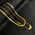 Double layered 18K gold plated necklace with heart charm and snake chain in golden finish - Letter Heart Layered Necklace / Gold