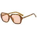 Occhiali da sole squadrati oversize tartarugati con lenti arancioni e metallo - Montatura Leopardata Tartarugata Lente Arancione Chiaro (C04)