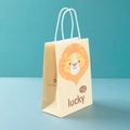 Cartoon lion gift bag made of white kraft paper with white rope handle for kids party - Lucky Lion