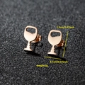 Minimalist rose gold wine glass stud earrings with face profile silhouette for women - 034 Wine Glass / Rose Gold