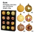 Set van 12 gouden kerstballen van 6cm met glitter en matte afwerkingen - 12 Stuks/6cm / Goud