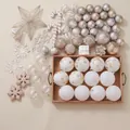 Champagne gold and white Christmas tree decoration set with flower topper and ornaments - Champagne Set