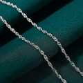 Polished S925 sterling silver water wave chain necklace with elegant twist texture - Water Wave Chain 40+5cm / White Gold