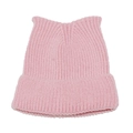 Gorro de punto rosa para mujer con orejas de gato y cálido diseño de punto para invierno - M (56-58cm) / Rosa