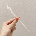 Classic Chinese white jade hair pin with elegant tassel carving for traditional hairstyles - 175# Phoenix Head