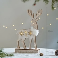 Wooden Christmas reindeer tabletop ornament with LED glowing snowflake design 33cm - 33CM / Looking Back Reindeer