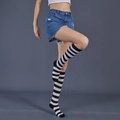 Classic black and white striped over-the-knee socks for women with elastic fabric - One Size / Black and White Wide Stripes
