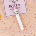 Creative 10-color ballpoint pen featuring a cute pink cat paw design on white barrel - White Bear Paw