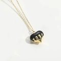 Minimalist peach heart pendant necklace with black and gold liquid design finish - Black XL3335-4