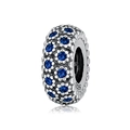 925 sterling silver spacer bead with pavé blue zircon flowers for charm bracelets - Blue/Silver