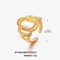 Adjustable golden stainless steel ring featuring an interlocking chain link design - Adjustable Open / Gold Oval Ring