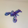 Articulated 3D printed lobster toy with chameleon purple and blue gradient metallic finish - Lobster / Red Green Blue Gradient