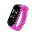 Pink silicone sports wristband for students with black digital LED screen display - Rose Red