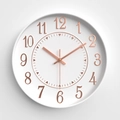 Minimalist 12 inch wall clock featuring white matte dial and rose gold 3D numbers - Rose Gold Dial White Frame