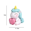 Cute resin unicorn cake topper with pink heart, size 5cm height and 4.3cm width - Blue Holding Heart
