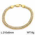 Bracciale a tre file a catena dorata con zirconi e perline, dimensioni 210x6mm - Bracciale / Oro