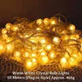 10-meter warm white crystal ball LED string lights with bubble effect for cozy decor - 10m Crystal Ball Light - Warm White - Plug-in
