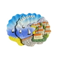 Resin shell-shaped Pescara Italy souvenir fridge magnet with colorful coastal scenery - Pescara Shell Italy