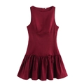 Sleeveless burgundy mini dress with drawstring ruched hem and minimalist design - S / Burgundy