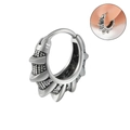 Vintage punk style stainless steel ear cuff with silver spiked thorns and point texture - NO 20 - Serrated Thorns