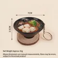 7cm simulation udon noodle bowl keychain with miniature resin food and metal ring - Mushroom Squid Noodles Keychain