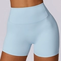 High-waisted yoga shorts for women in light blue cloud-feel stretch fabric - 10/M / Bottoms / Sky Blue