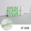 Detalle de pegatinas 3D para uñas de los pies en verde claro y purpurina con varios tamaños - Verde Menta Diamante de Imitación Brillo (JT-028)