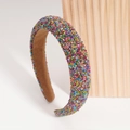 Baroque style headband with colorful crystal beads and brown velvet lining - Colorful Stone