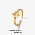 Anillo de estrella ajustable en acero inoxidable dorado con banda ondulada de cuentas - Hexagrama / Dorado