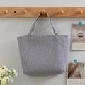 Sac fourre-tout minimaliste à rayures noires et blanches en coton avec larges anses - Noir et Blanc