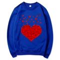 Royal blue crewneck sweatshirt with large red heart print made of tiny hearts - Blue 311