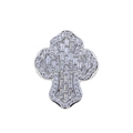 Silver cross ring featuring baguette-cut and pave-set zircons in a hip hop style - Silver