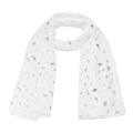 White Christmas scarf with silver foil Christmas tree and snowflake patterns on white backdrop - 70*180cm / White