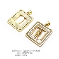 Detail of square gold religious pendant showing copper and shell texture with zircon inlay - Virgin Mary Style / Pendant Only (No Chain)