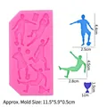 Pink silicone mold featuring five soccer players and trophy for cake fondant decoration - Soccer Player / Pink