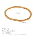 Elastisches Perlenarmband aus Edelstahl in 18K Goldoptik mit 2,9 mm runden Perlen - 3mm / Gold