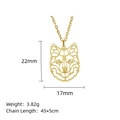 Minimalist geometric hollow wolf head pendant necklace in golden stainless steel - Wolf Head Design (LN1916 Gold)