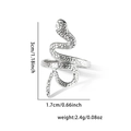 Detail of silver snake ring with size measurements and weight specifications - Textured Snake Style (#0324)