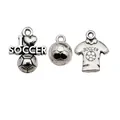 Set ciondoli calcio in lega con magliette e pendenti I Love Soccer per creazione gioielli - Serie Calcio Mista 30 pezzi (3 stili da 10 pezzi ciascuno)