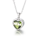 Silver MOM heart necklace with green birthstone inlay and polished stainless steel finish - Steel August (KN226776-K)