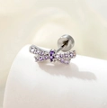 Orecchino a perno a fiocco in argento con gemme viola e chiusura a vite da donna - A501-1# Viola (Singolo)