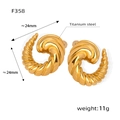 Pendientes de aro en C de acero de titanio dorado trenzado, modelo F358, diámetro de 24 mm - Aprox. 24x24mm / Dorado Pequeño