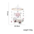 Pink and white plush cloud baby mobile with wooden ring for nursery decoration - Cloud Cotton Ball Mobile