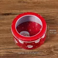 Round Christmas tin with clear window, red Santa Claus pattern, 13.5cm biscuit storage - 13.5cm Diameter x 7cm Height / Santa Claus Style D (2370A-06)