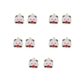 Flat lay of 10 enamel panda charms with red flowers for DIY jewelry making accessories - Style 7