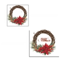 Christmas wreath wall sticker with poinsettia and Merry Christmas text 29x29cm - PH-QT9206 Christmas Wreath