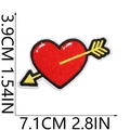 Detail of cupid arrow heart embroidery patch showing red heart and yellow arrow stitches - No. 45 (Heart Cupid Arrow)