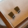 Vintage irregular dark enamel square earrings with gold metal trim in a jewelry box - Gold Brown-Square (2#)